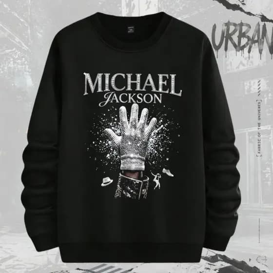 Moletom Básico Algodão Gola Redonda Casual Rei Do Pop Michael Jackson Fã Looks Streetwear Unissex