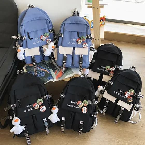 Unissex Mochila De Escola De Estudante De Grande Capacidade Com Bloco De Cor Mochila De Nylon Repelente De Água