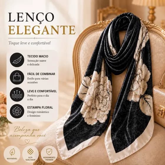 Lenço Feminino 90x90cm Quadrado em Cetim Toque Suave Elegante Versátil para Cabelo Pescoço Bolsa e Moda