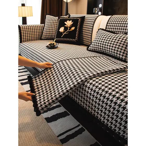 Houndstooth sofá almofada 2026 novas quatro estações Universal Chenille antiderrapante capa de sofá pano toalha almofada