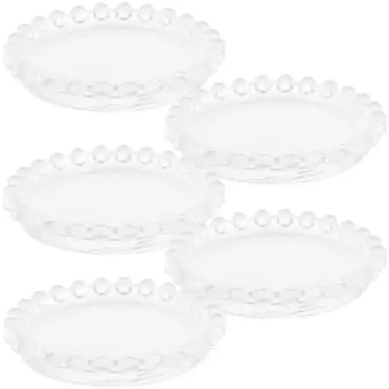 VOSAREA 5 Peças De Placas De Velas De Vidro Redondas Com Fundo Estável , Prato De Bandeja Para Decoração De Mesa Ou Piso