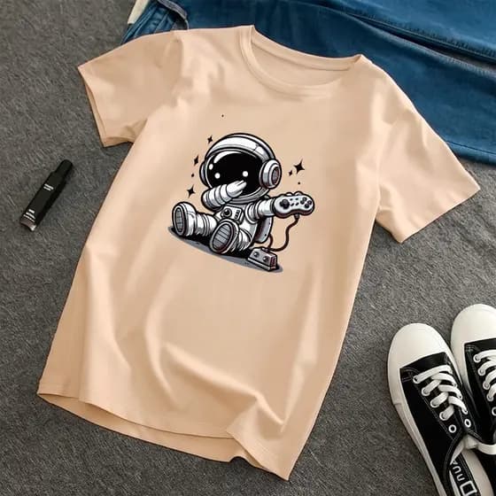 Camiseta Infantil Juvenil Astronauta 100% Algodão Conforto Escolar Unissex Premium