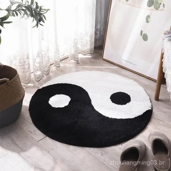 Tapete Redondo Tai Chi Bagua para Quarto, Tapete Lavável para Sala de Estar, Tapete Absorvente de Água para Banheiro