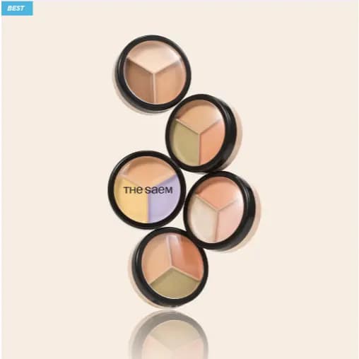 Corretivo Triplo Pote The Saem Cover Perfection | 7 Tons De Mistura 3 Em 1 Olheiras + Capa Para Manchas Maquiagem K-Beau