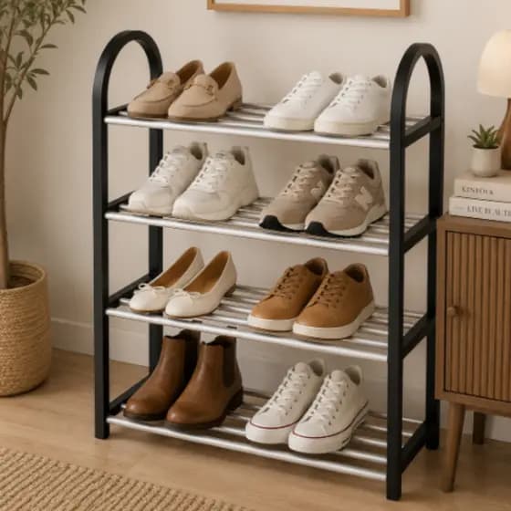 Sapateira 4 Andares Organizadora de Sapatos Multiuso Desmontável Estante Compacta para Quarto Closet