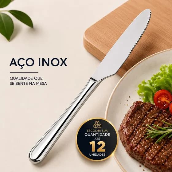 Jogo Facas Aço Inox Talher Cozinha