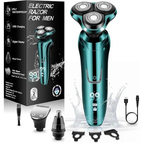 Electric Razor for Men Shaver for Men FaceWaterproof Wet Dry Electric Shavers LED Display Cordless with Rechargeable Nos