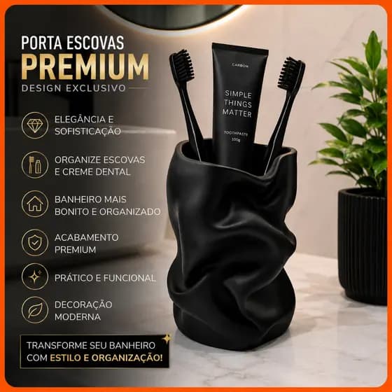 Porta Escova de Dente Moderno Premium | Organizador para Banheiro Elegante e Decorativo | Copo para escola de dente