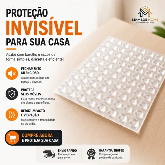 Kit 100 Unidades Protetor Silicone Gota Adesivo Anti Impacto Multiuso Redondo Pingo Transparente