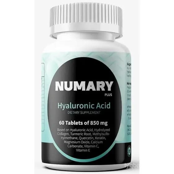 Ácido Hialurônico 850mg com Colágeno Hidrolisado e Cúrcuma M, 60 Comprimidos, Suplemento para 2 Meses