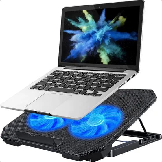 Suporte para Notebook com 2 Coolers Potentes Fans Ventoinhas Base Refrigerada Laptop