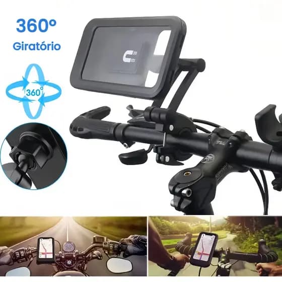Suporte De Telefone Para Guiador De Bicicleta Motocicleta Design À Prova D'água(Todos os celulares)