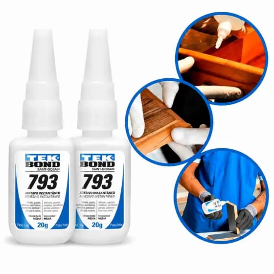 Kit 2 Cola Instantânea Tekbond 793 20g Transparente Reparos Padrão Secagem Rápida Unhas Postiças