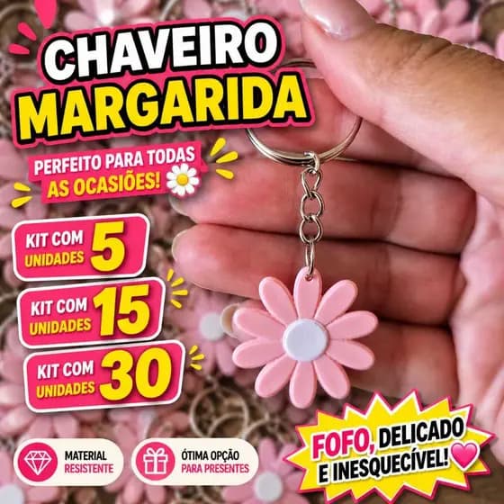 Chaveiro Margarida Flor várias cores, ótima para lembrancinha,mimos, acessórios para chave, lembrancinha barata