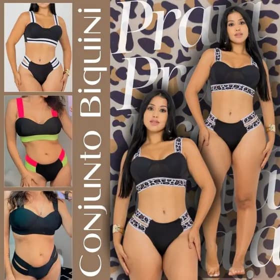 Biquíni Feminino Elástico Duplo Cintura Alta Bojo Suplex Conforto Praia M e GG Moda Verão