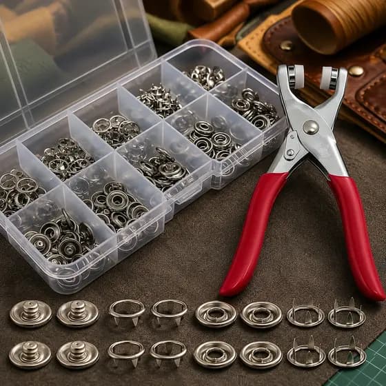 Alicate Aplicador Com 100 Botões De Pressão Para Roupa