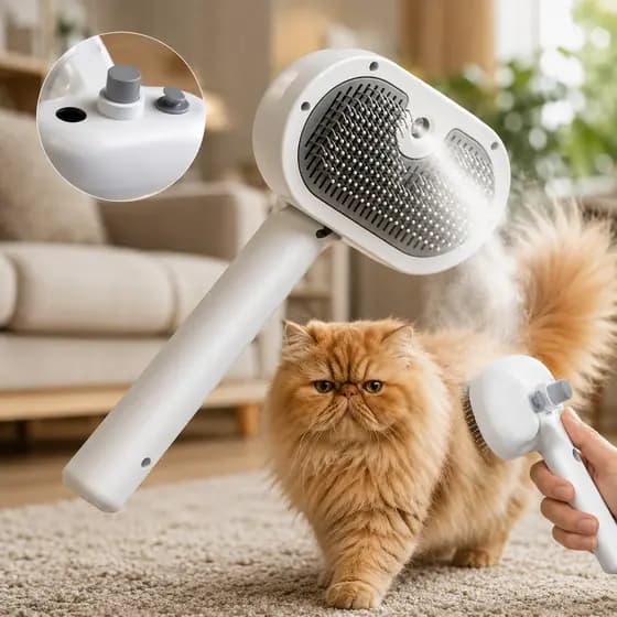 Escova a Vapor 3 Em 1 Para Pets Spray Massageador Removedor de Pelos Para Cães Gatos e Coelhos