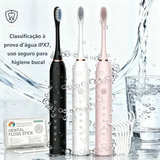 Escova de dentes elétrica para homens e mulheres, cerdas macias DuPont, temporizador inteligente