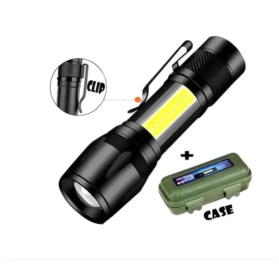 Lanterna Tática Portátil De Bolso Alta Potência Alto Brilho Longo Alcance Zoom Ajustável Modos De Luz Luz Lateral À Prov