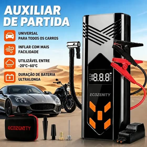 Auxiliar de Partida Automotivo 150PSI 10000mAh Portátil Compressor Ar Bomba Elétrica Calibrador de Pneu para Carro Moto