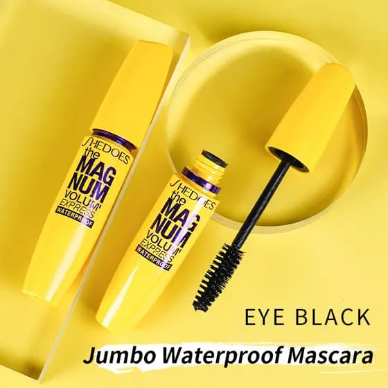 Rímel à prova d'água, longo, ondulado, grosso, Natural, de longa duração, sem manchas, amarelo gordo