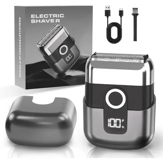Barbeador Elétrico Masculino: Mini barbeador elétrico, aparador de pelos faciais, barbeador sem fio à prova d'água IPX7