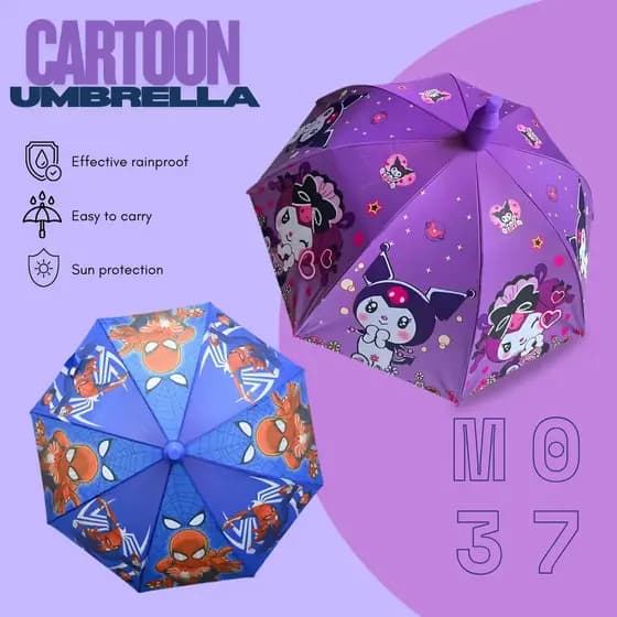 M 037 Guarda-chuva Infantil para Meninas e Meninos, Design e Cores Variados, 19 polegadas, com Personagens de Desenhos A