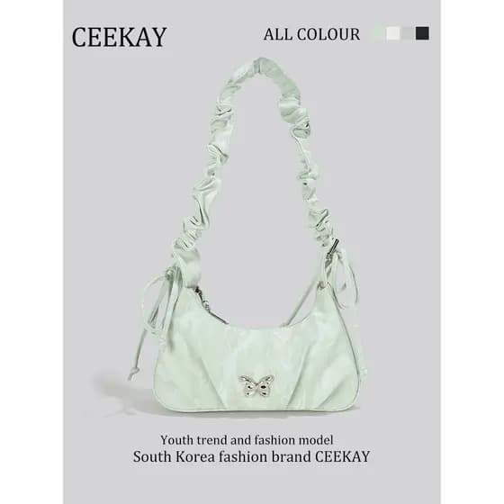 CEEEKAY Bolsa feminina plissada de verão nas axilas