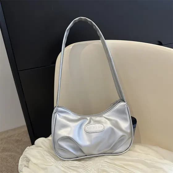 bolsa transversal feminino Bolsa Bolsa feminina nicho prata um ombro plissada bolsa transversal