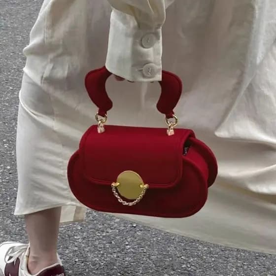 bolsa feminina bolsa transversal feminino Retro vermelho nupcial bolsa de casamento feminino 2024 novo estilo High-End t