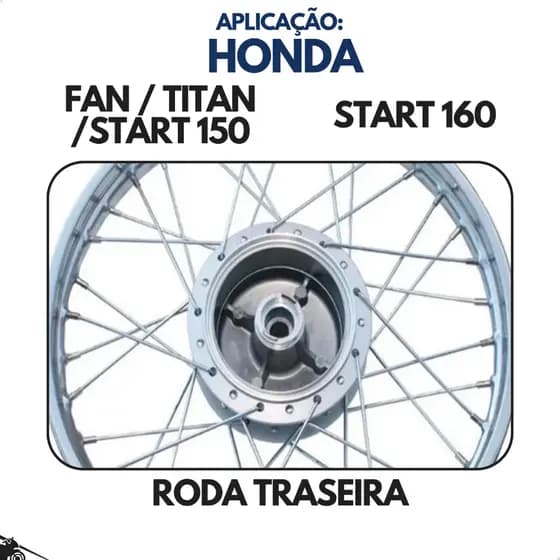 Roda Traseira Completa Raiada Moto Cg Titan 150 E Fan 150 Start 150 160