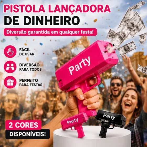 Pistola de brinquedo que cospe dinheiro-Lança Notas Money Gun Elétrica Festa Balada Chuva Dinheiro Notas Preto -Rosa
