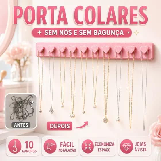 KIT com 4 Organizadores de Joias para Pendurar na Parede formato de Coração Suporte Expositor Anéis