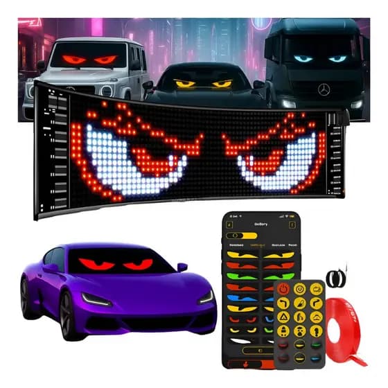 Tela Led Rgb Flexível Painel Vidro Carro Caminhão Olhos Janela Vitrine 60x12cm