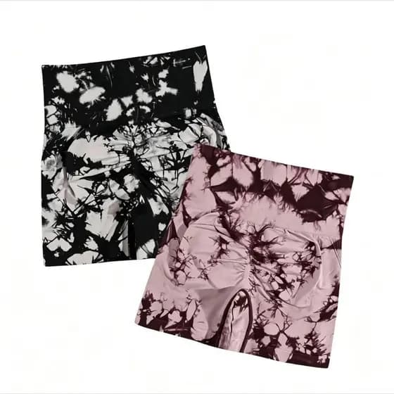 Shorts Feminino Academia Marmorizado Zero Transparencia Cintura Alta Levanta Bumbum