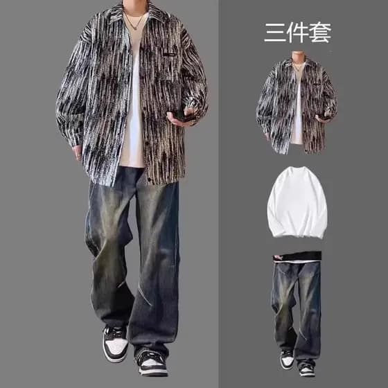 Xiaoxiang estilo jaqueta masculina primavera outono terno street Wear Tie-Dye jaqueta High street um conjunto combinando