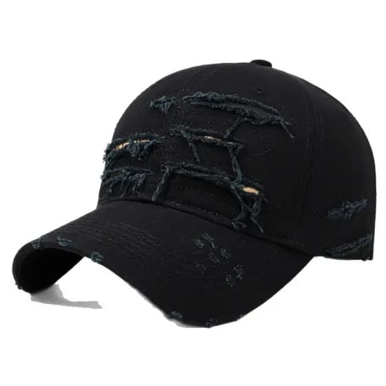 Novo estilo angustiado rasgado boné de beisebol preto Retro boné primavera verão outono inverno respirável sombra na mod
