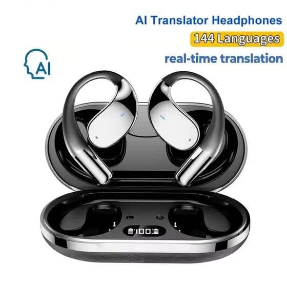 Bluetooth 5.4 Fones De Ouvido AI Tradução Em Tempo Real Suporte 144 Idiomas Alta Fidelidade Redução Ruído