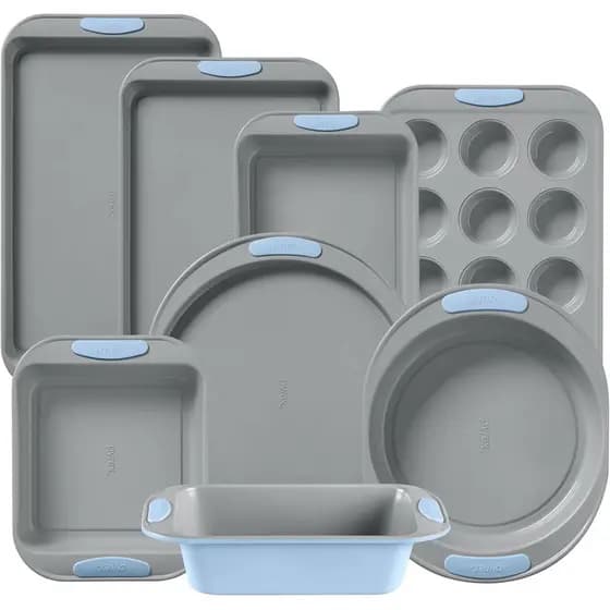 Conjunto de Assadeiras de Metal Pyrex com 8 Peças, Assadeiras Leves de Aço Inoxidável com Alças de Silicone Resistentes