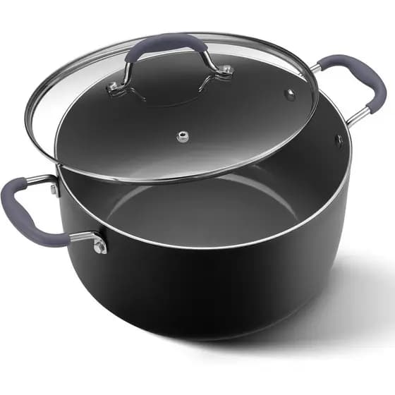 Panela Antiaderente de 10 Quartos com Tampa, Panela de Cerâmica para Sopa com Tampa, Panela de Indução com Cabo de Silic