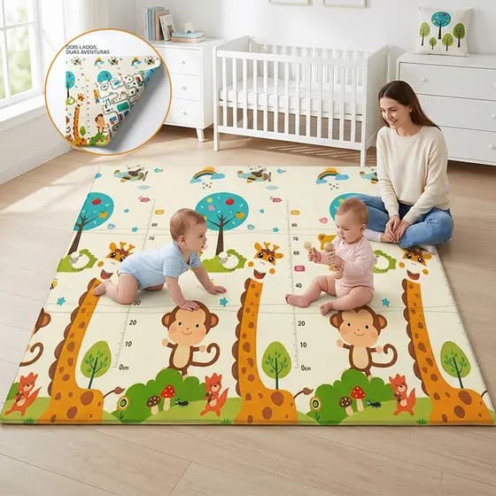 Tapete de Atividade para Bebê - Design Frente e Verso, Estimulação Visual, Conforto e Segurança