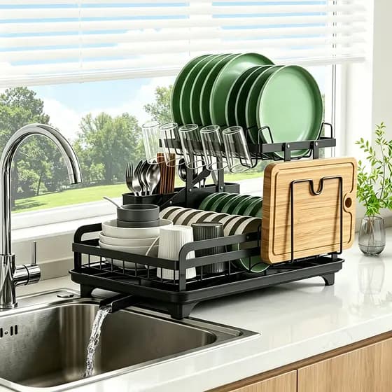 Escorredor de Louças Rack Aço Carbono Organizador Cor Preto