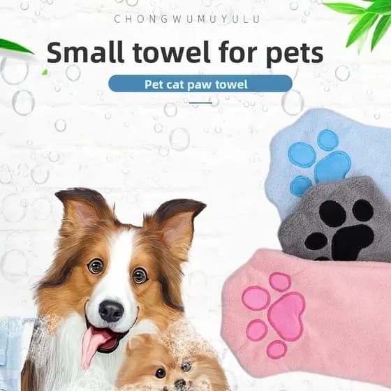 Toalha para animais de estimação tipo luva, toalha de limpeza absorvente especial de secagem rápida para cães, toalha de