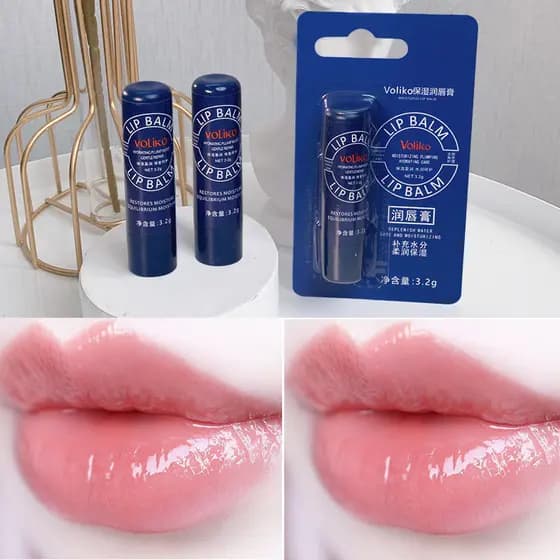 Pequeno pequeno frasco azul enlatado bálsamo labial hidratante hidratante Anti-secagem reduzir rugas labiais hidratante