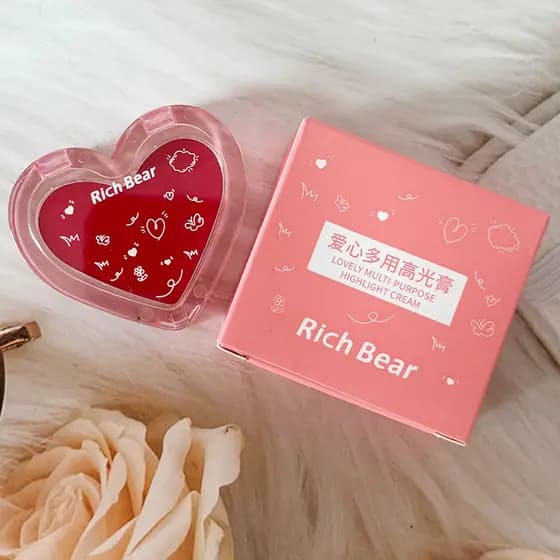 Rich Bear Multi-Purpose Blush Highlighter Cheio de Vitalidade Multiuso Water Gloss Creme Blush Brightening Blush Cream