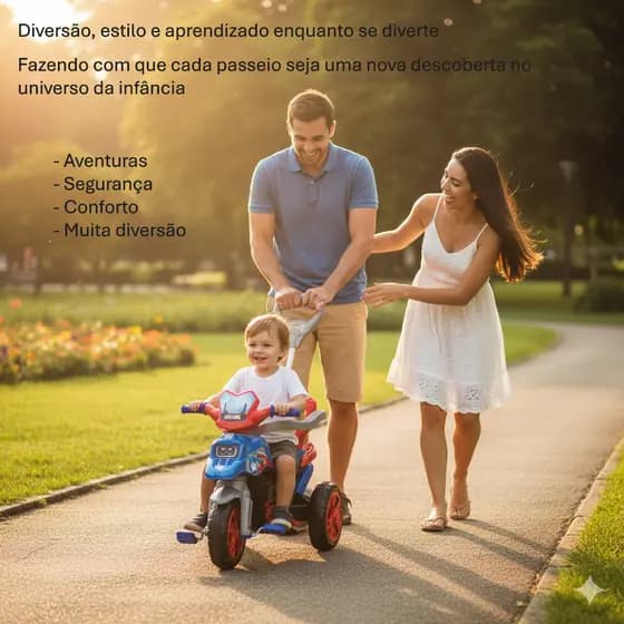 Triciclo Infantil Menino Menina Motoca Pedal Haste Empurrador Equilíbrio Passeio Seguro Resistente