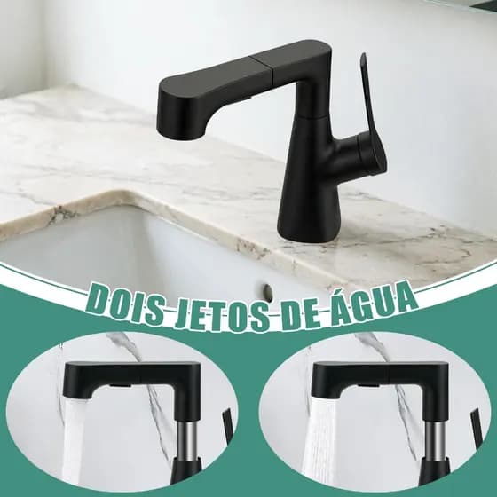 Torneira de banheiro luxo leve para apartamento, água quente e frio, função elevável e extraível