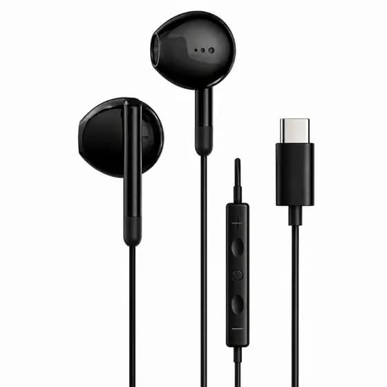 Fone com fio USB-C Branco com Microfone e Controle para Celulares e Tablets
