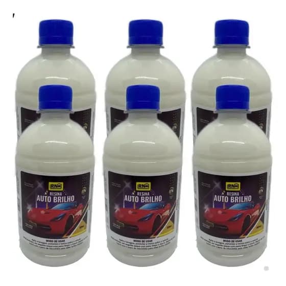 Kit 6 Cera Liquida Automotiva Carnaúba Resina Brilho Intenso 500ml