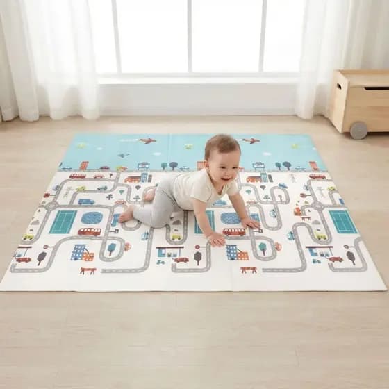 2X1.8M Tapete Emborrachado Infantil Térmico Antiderrapante Dobrável Dupla Face